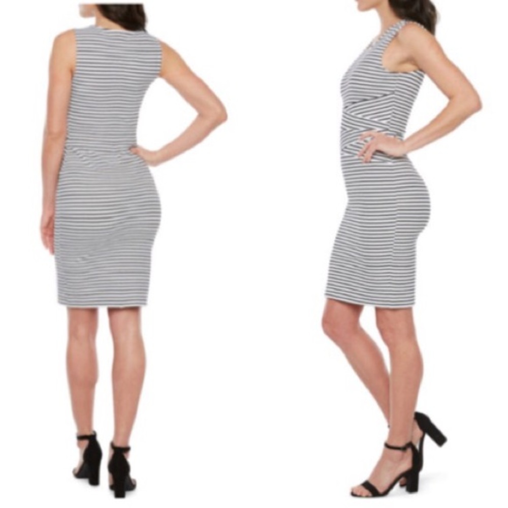 Bold Elements Black/White Striped Bodycon Dress